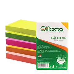 Giấy ghi chú Officetex 3 x 2 cyber màu cam dạ quang