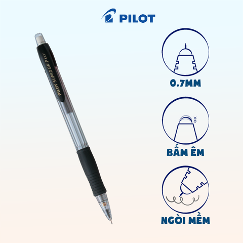 Bút chì bấm Super Grip (Thân đen) H-187-SL-B