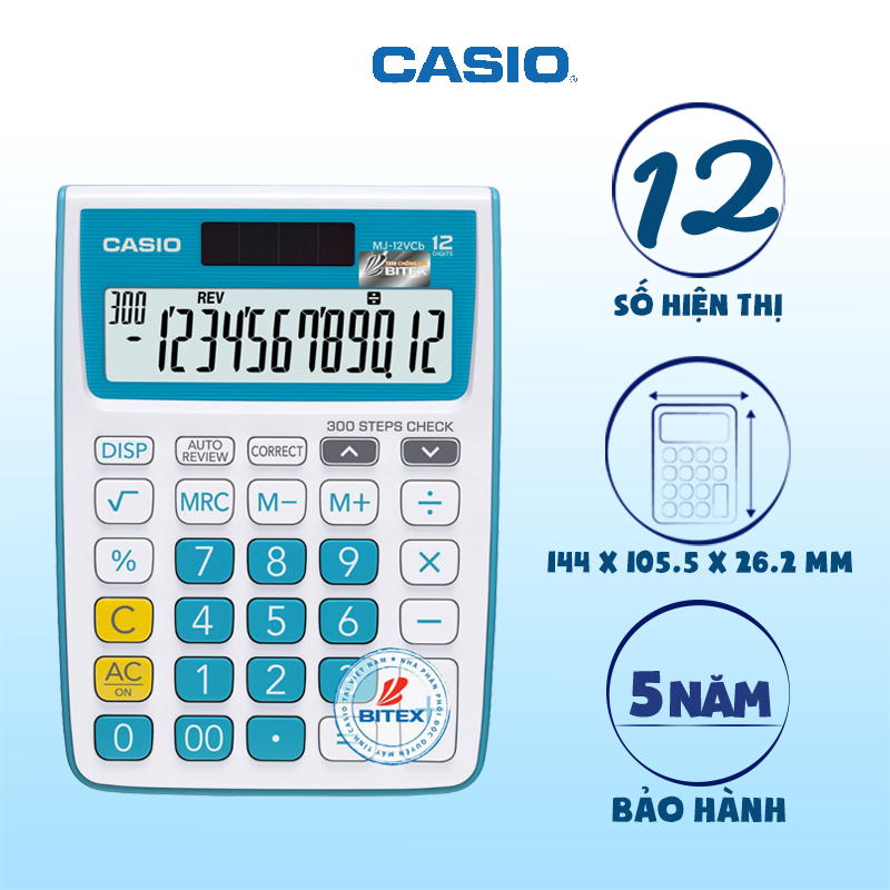 Máy tính Casio MJ-12VCb xanh dương