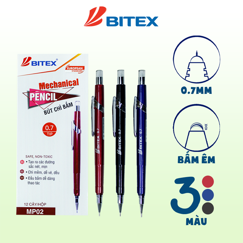 Bút chì bấm (0.7mm) MP02 (12 cây/hộp)