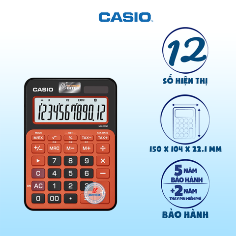 Máy tính Casio MS-20NC cam đen