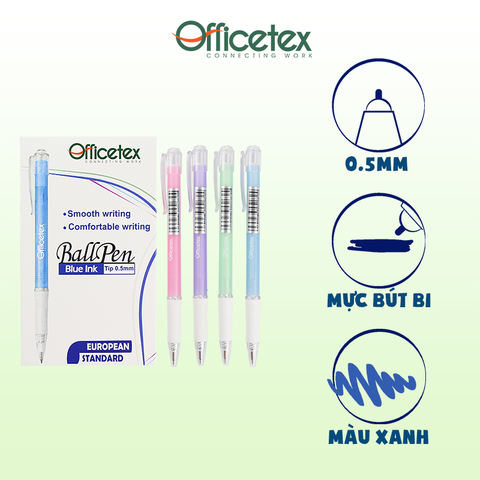 Bút bi mực xanh OT-BP004BU (6 Cây)