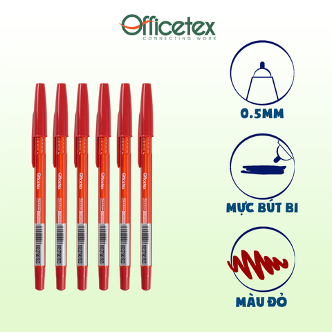 Bút bi mực đỏ OT-BP009RE (6 Cây)