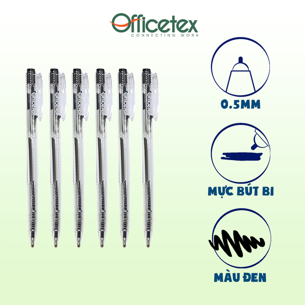 Bút bi mực đen OT-BP012BL (6 cây)