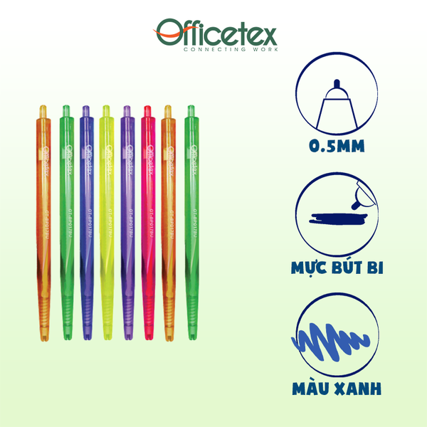 Bút bi mực xanh OT-BP017BU (6 cây)