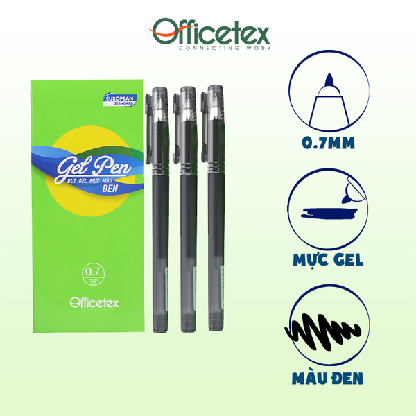 Bút gel mực đen OT-GP006BL (6 cây)