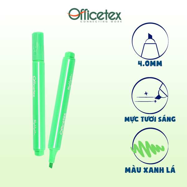 Bút dạ quang mực xanh lá OT-HL001GR (12 cây/hộp)