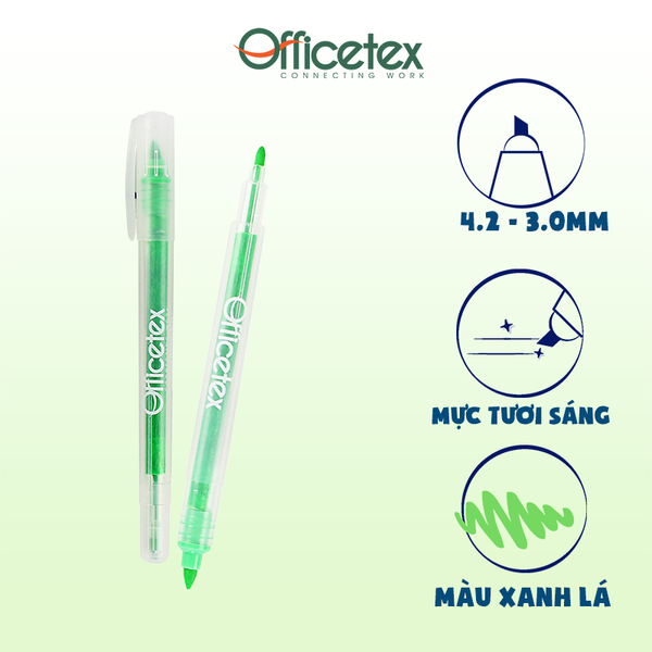 Bút dạ quang mực xanh lá OT-HL002GR (12 cây/hộp)