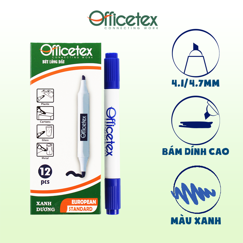 Bút lông dầu mực xanh OT-PM003BU (6 Cây)