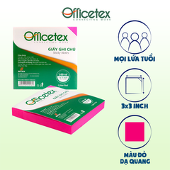 Giấy ghi chú Officetex 3 x 3 màu đỏ dạ quang