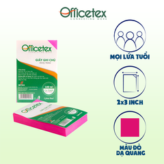 Giấy ghi chú Officetex 3 x 2 màu đỏ dạ quang