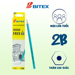 Bút chì đen 2B Wood Free PC06 (12 cây/hộp)