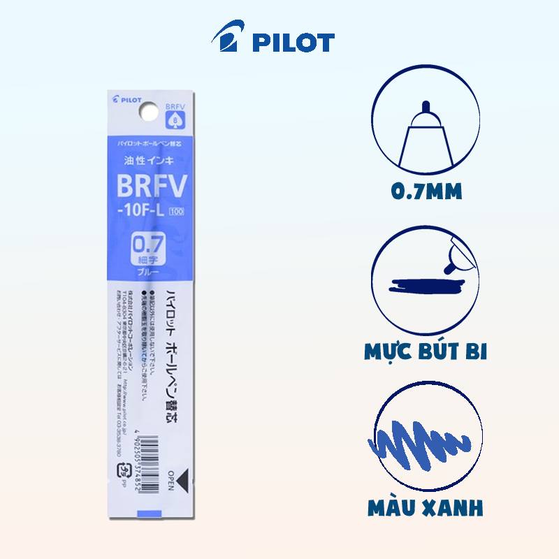 Ruột bút bi Acroball mực xanh (tip 0.7) BRFV-10F-L