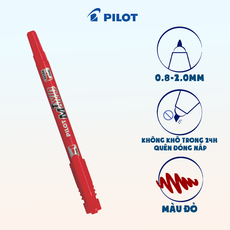 Bút lông dầu Twin Marker mực đỏ SCA-TM-R