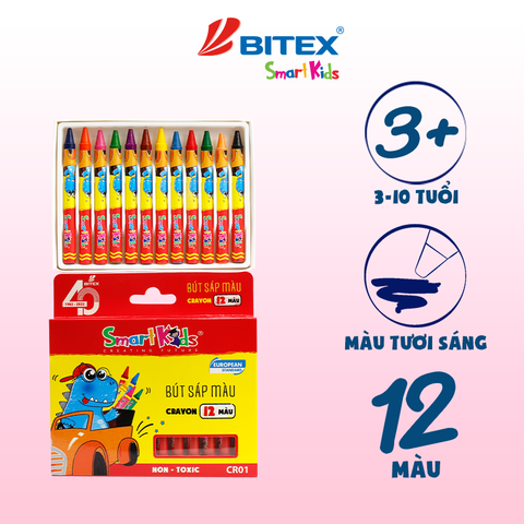 Sáp màu Dino 12 màu CR01 (12 màu/hộp)