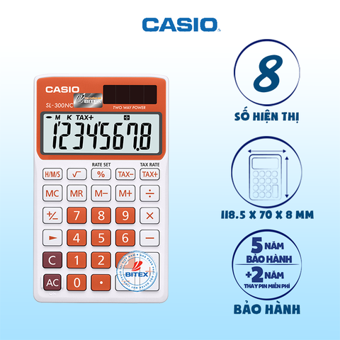 Máy tính Casio SL-300NC cam trắng