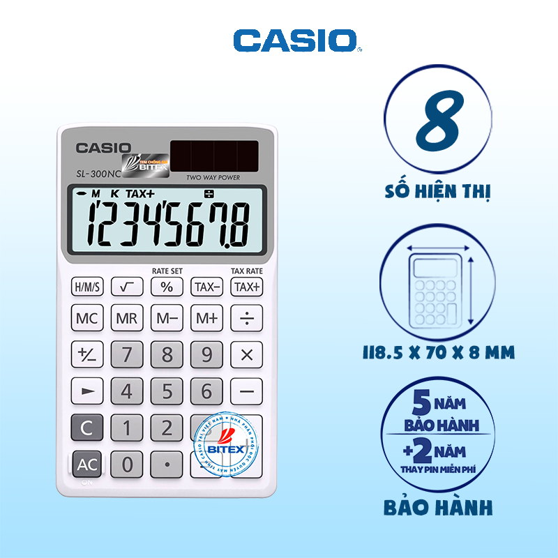 Máy tính Casio SL-300NC trắng