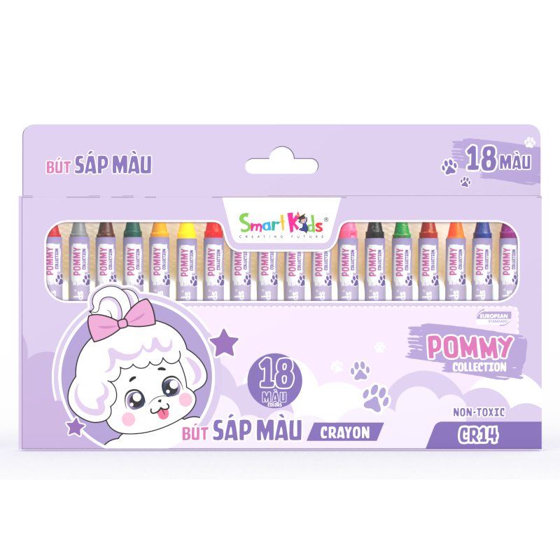 Sáp màu Pommy 18 màu/CR14 (18 màu/hộp)