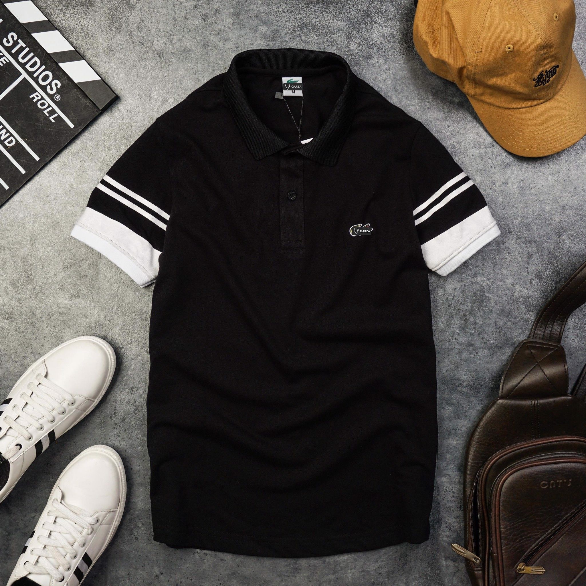 Áo thun polo Cá sấu viền tay