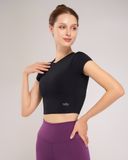  Áo Croptop Ngắn Tay Tập Yoga Gym Hibi Sports Cr814 Kiểu Basic, Kèm Mút Ngực 