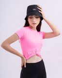  Áo Croptop Tay Ngắn Tập Yoga Gym Hibi Sports CR816 Kiểu Xoắn Nơ, Kèm Mút Ngực 