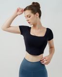  Áo Croptop Tập Yoga Gym Hibi Sports Cr823, Kiểu Corset Cổ Vuông, Kèm Mút Ngực 