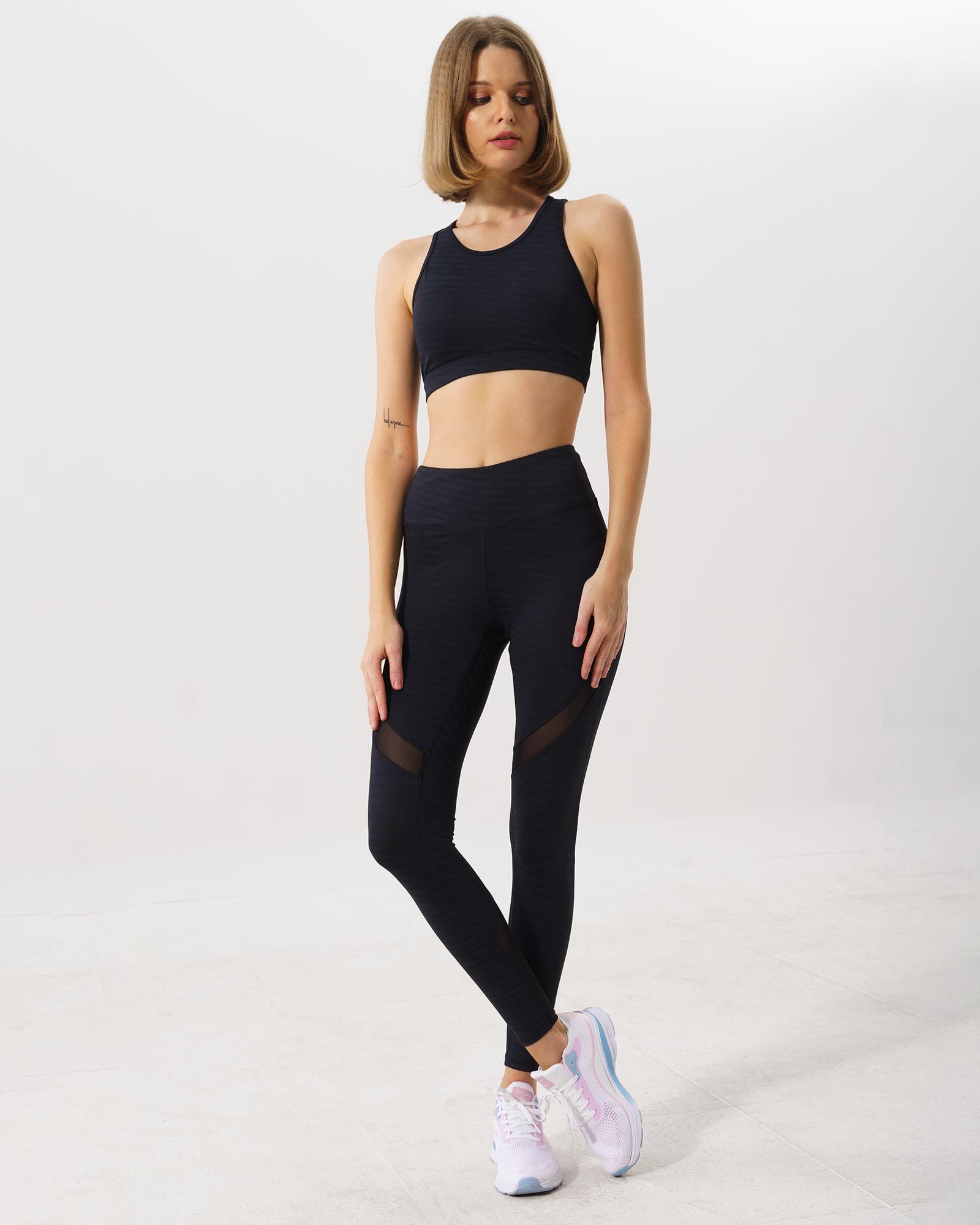 Set đồ tập Yoga Gym Hibi Sports H126 - Áo cổ yếm ba lỗ phối lưới - Kèm mút nâng ngực