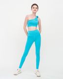  Set Đồ Tập Yoga Gym Luxury Hibi Sports H154 Áo Lệch Vai Dây Nơ, Kèm Mút Ngực, Chất Vải Lu Fabric 