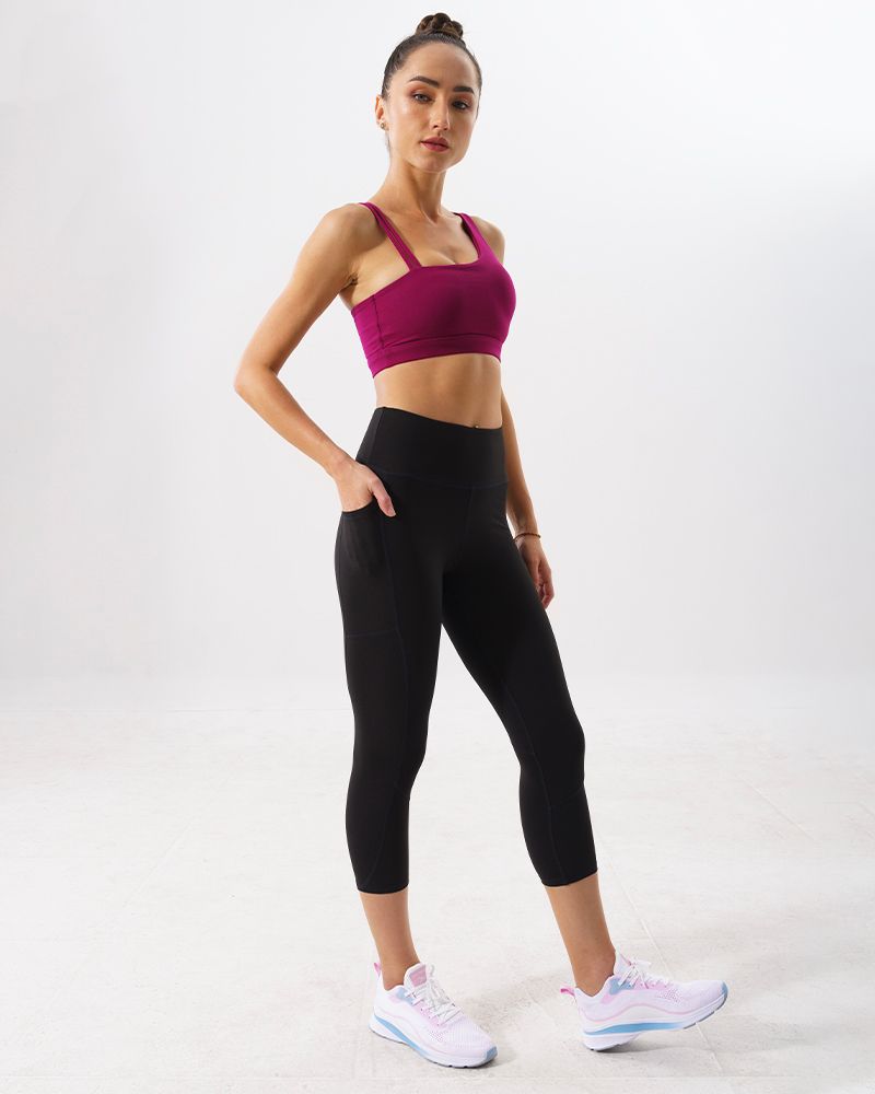 Quần tập Yoga Gym Hibi Sports QL404 - Kiểu lửng 2 túi hông - Quần lưng cao tôn dáng