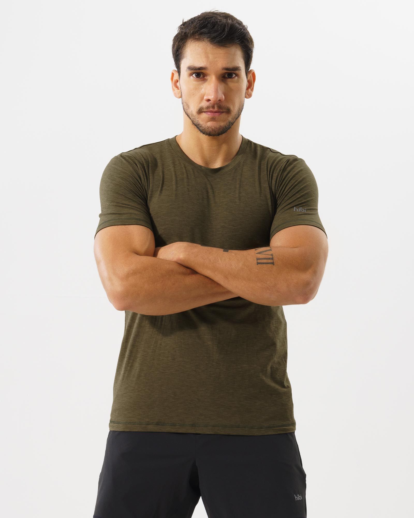 Áo tập gym nam Hibi Sports T101, form ôm vừa, kiểu ngắn tay