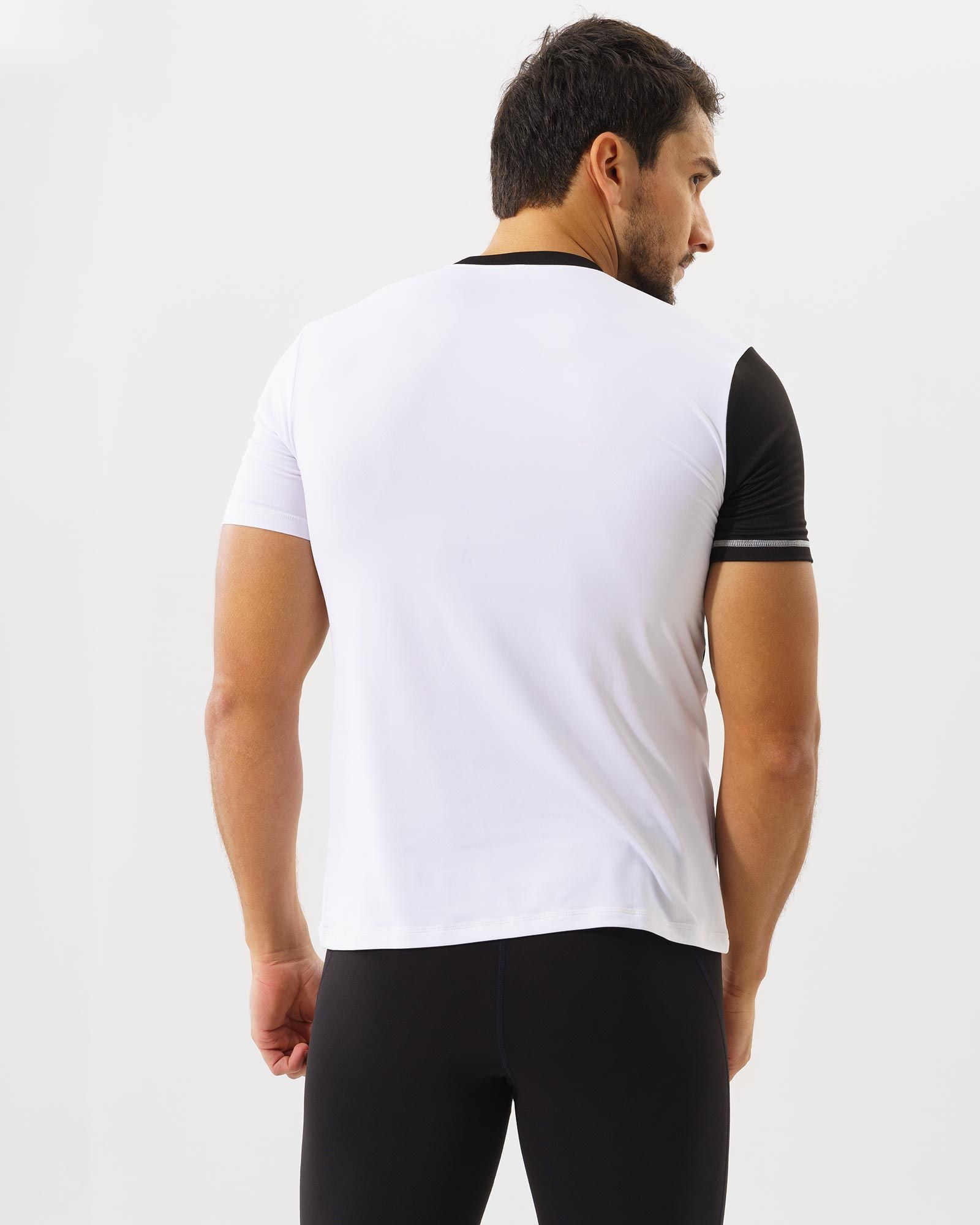 Áo tập gym nam Hibi Sports T102, phối màu chéo, form ôm vừa, kiểu ngắn tay
