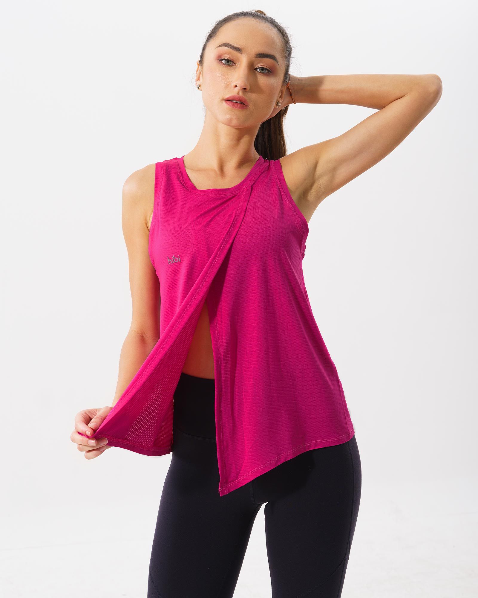 Áo tank tập Yoga - Gym kiểu xẻ tà cột trước Hibi Sports TA708 - Mặc ngoài áo bra