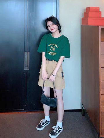  Áo Thun Tay Lỡ Hibi Active Household K102 Kiểu Phông Unisex Nam Nữ, Vải Cotton Mịn, Form Oversize 