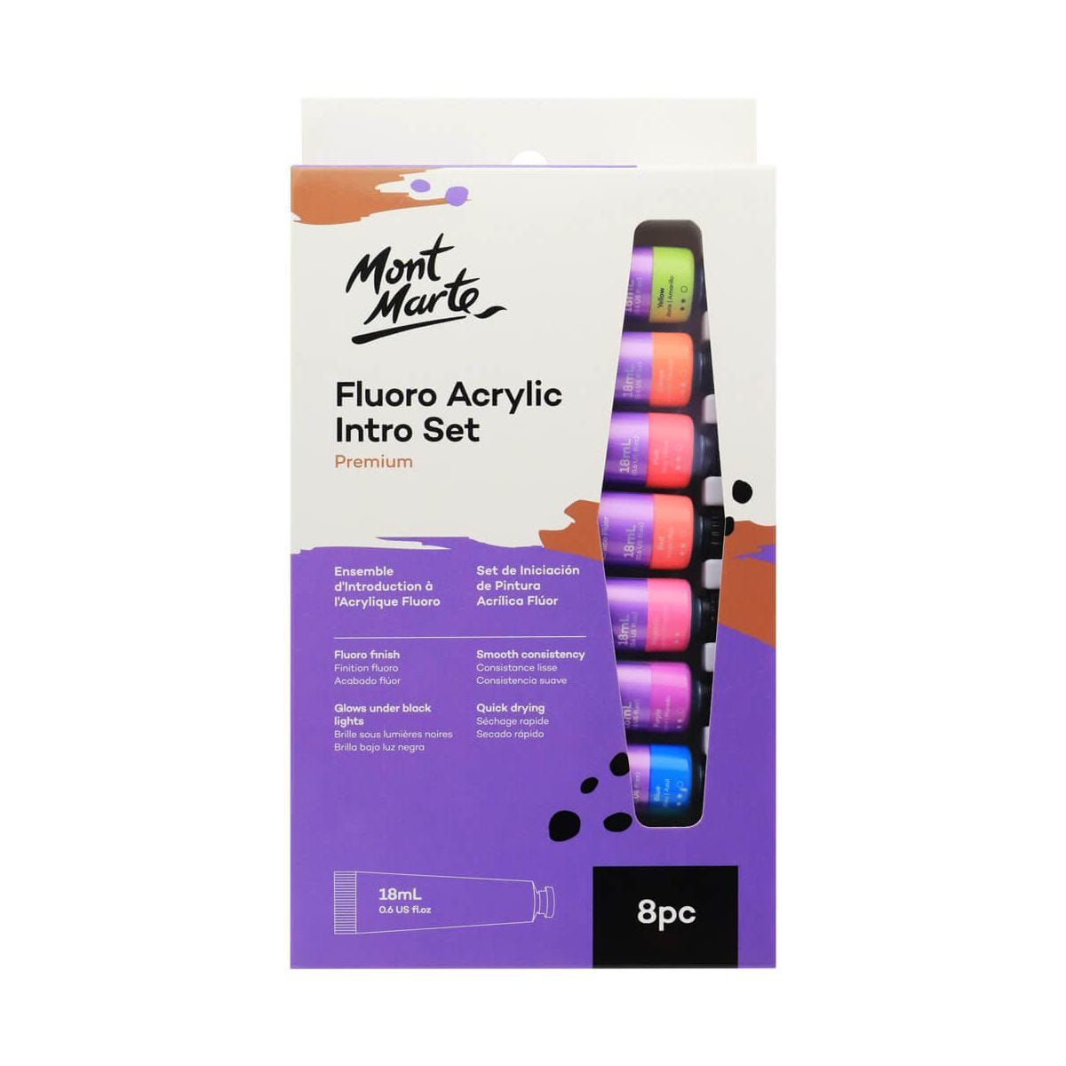MM Fluro Acrylic Intro Set 8Pc X 18Ml