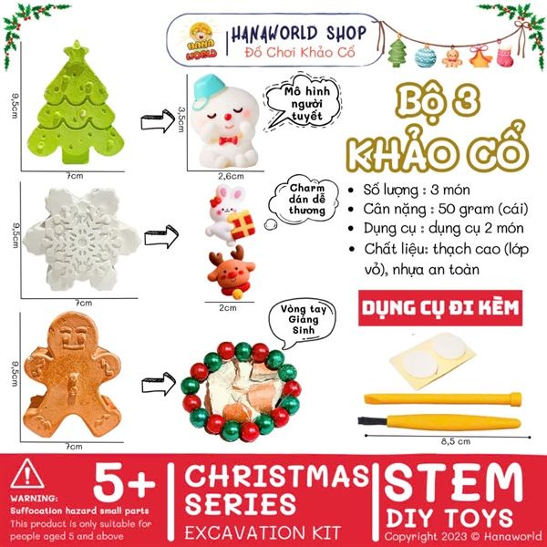 ĐỒ CHƠI KHẢO CỔ BỘ 3 TƯỢNG TÔ MÀU GIÁNG SINH