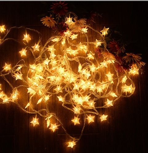 Đèn Led Dây Sao - Vàng 1.5M Pin