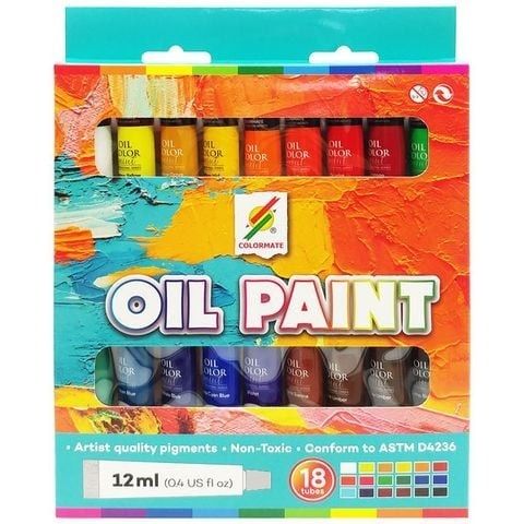 Hộp màu sơn dầu 18 tuýp (oil paint)-Colormate