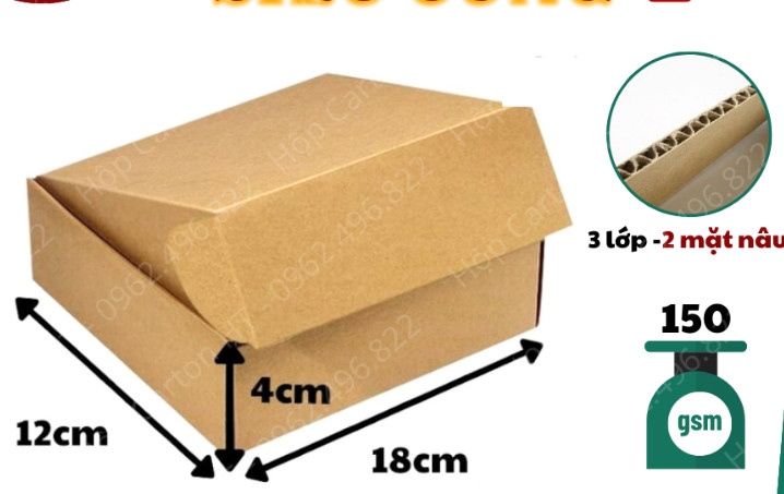 Hộp Carton Nắp Gài 18x12x4