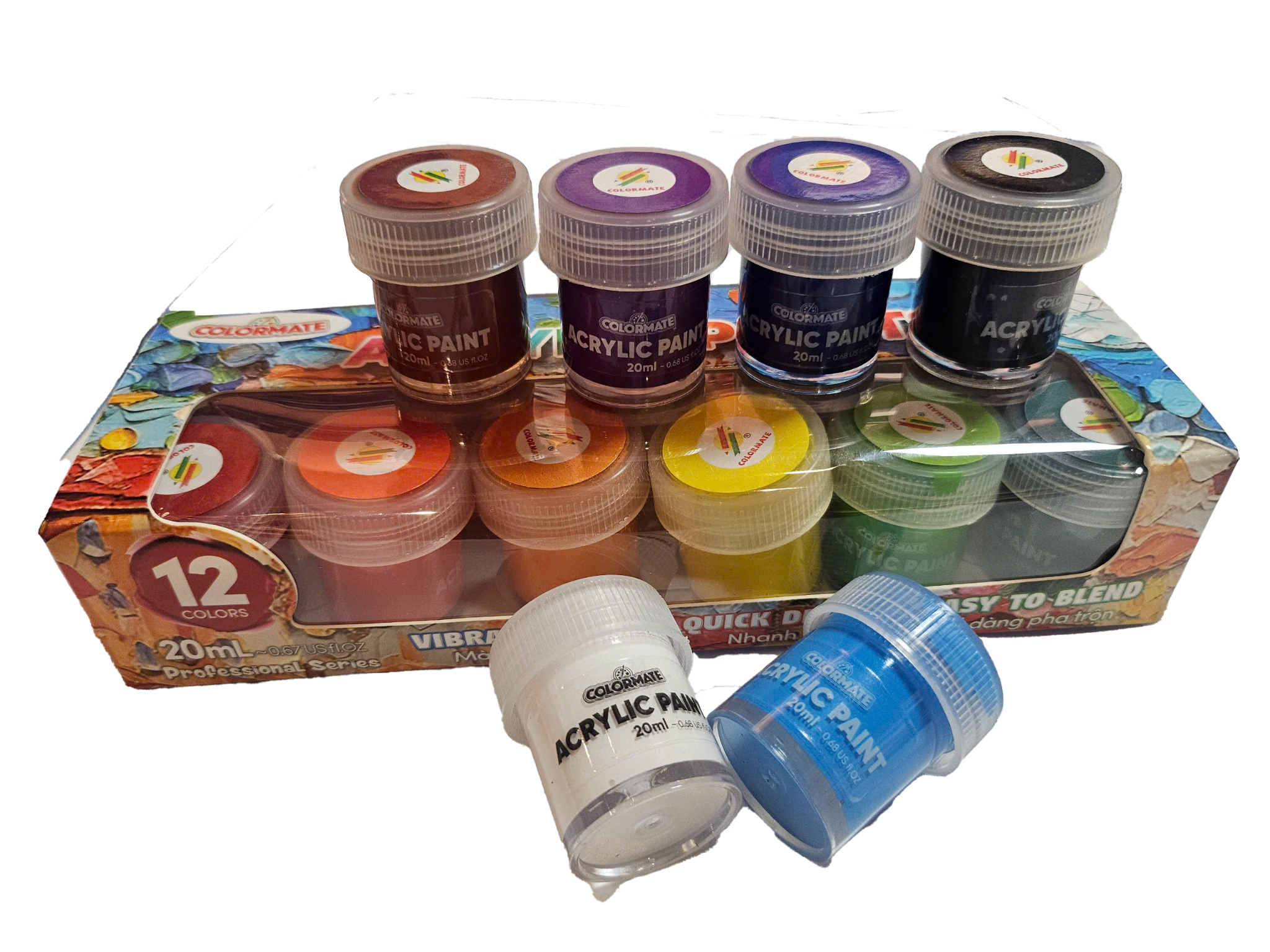 Hộp 12 chai màu vẽ Acrylic 20ml