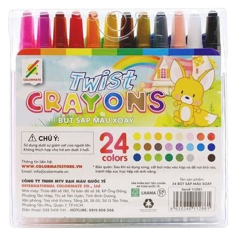Bộ bút sáp vặn 24 màu-Colormate