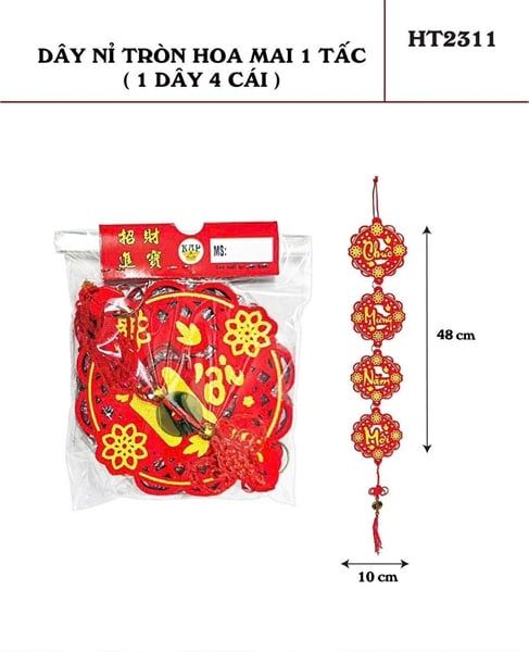 Dây treo tròn hoa mai nỉ nhung 48cm