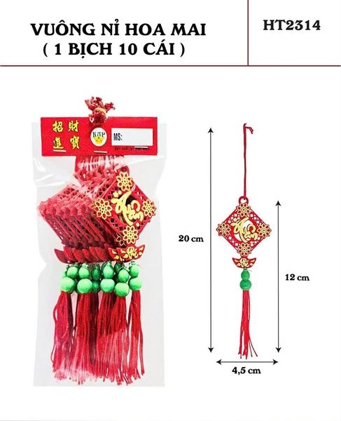 Dây treo vuông hoa mai nỉ nhung 4.5cm