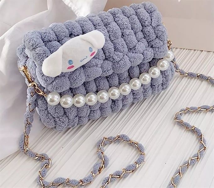 DIY đan túi len mịn đeo chéo
