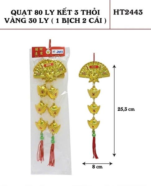Dây treo quạt kết thỏi vàng 25.3cm
