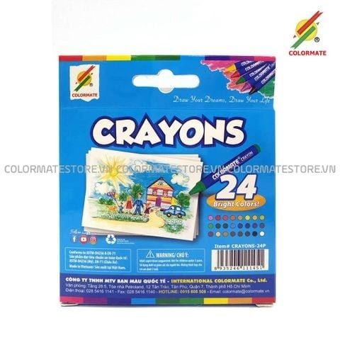 Bút Sáp Màu 24 Cây Hộp Giấy-Colormate