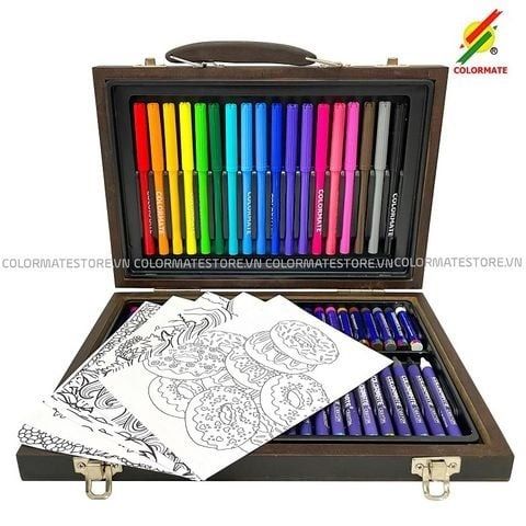 Bộ màu vẽ hộp gỗ cao cấp MS - 68W-Colormate