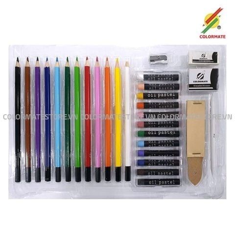 Bộ Màu Vẽ Hộp Nhựa Cao Cấp CM-30PLS-Colormate