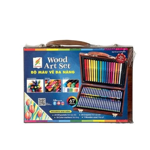 Bộ màu vẽ hộp gỗ cao cấp MS-67W -Colormate