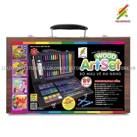 Bộ Màu Vẽ Hộp Gỗ MS-89-Colormate