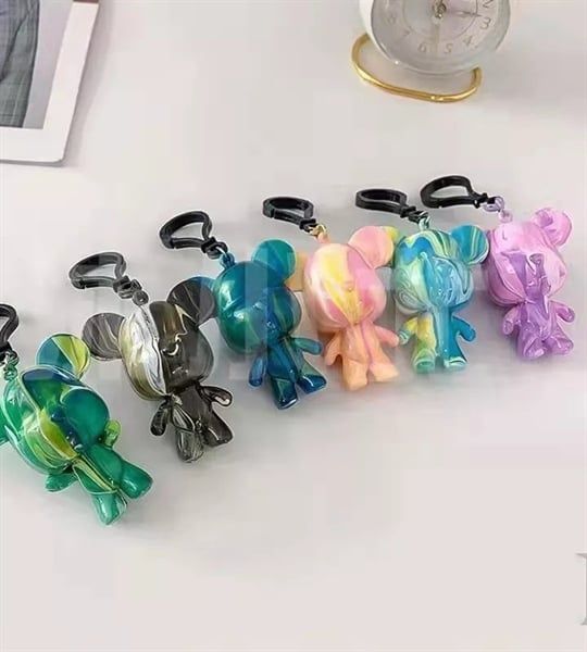 Set Móc Khóa Gấu Màu Loang